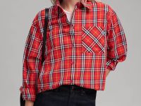 Свободная рубашка в клетку из твила