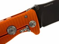 Нож складной LionSteel SR1A OB ORANGE, сталь D2 Black Finish, рукоять алюминий (Solid®), оранжевый