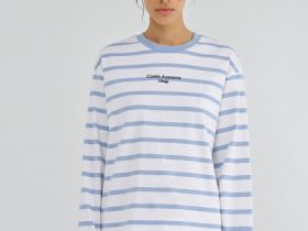 Лонгслив в полоску, Голубой