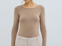 Боди из вискозы, Бежевый