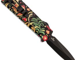 Фронтальный автоматический нож Daggerr Кощей Khohloma, сталь D2, рукоять алюминий