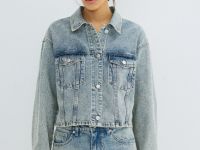 Джинсовая куртка со стразами, Голубой