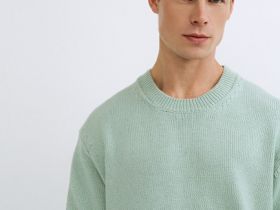 Вязаный джемпер из хлопка, Зеленый