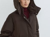 Пуховик с натуральным утеплителем, Коричневый