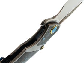 Складной нож Rike RK1902, сталь M390, рукоять титан/карбон, синий, премиальный флиппер