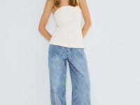 Корсетный топ из поливискозы, Бежевый