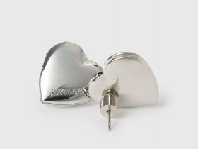 Серьги-локеты в форме сердца, 2 пары, Серебряный