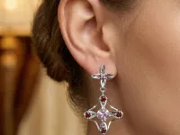 Серьги из серебра с аметистами и гранатами э0649сг10250365