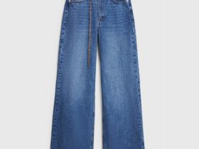 Широкие джинсы Wide leg с ремнём, Синий