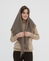 Косынка из шерсти в полоску UL серо-коричневая