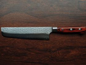 Нож кухонный накири 160 мм, Sakai Takayuki, сталь VG-10 Damascus, рукоять дерево пакка