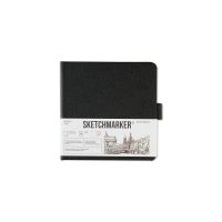 Блокнот для зарисовок Sketchmarker 12*12 см 80 л 140 г, твердая обложка черно-белая