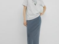 Прямая юбка с эффектом стирки, Серый