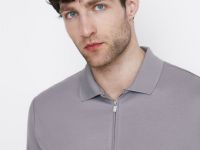 Поло из технологичной ткани с молнией, Серый