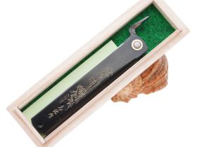 Складной нож Nagao Higonokami Especial hand forging, 100мм, сталь Aogami, рукоять металл, черный