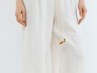 Широкие брюки с поясом, Бежевый