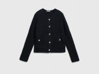 Укороченный кардиган из махровой пряжи, Черный