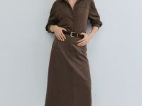 Юбка миди из искусственной замши, Коричневый