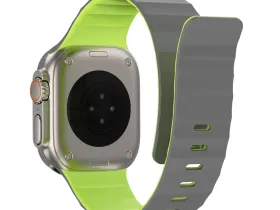 Ремешок WiWU Mag Secur для Apple Watch 44/45/46/49mm магнитная застежка/силикон (Wi-WB301) (серый/зеленый)