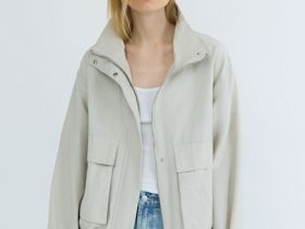 Лёгкая куртка с воротником-стойкой, Бежевый