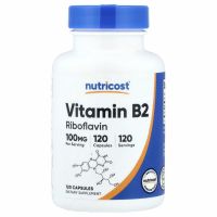 Nutricost, Витамин B2, рибофлавин, 100 мг, 120 капсул