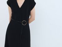 Платье миди с ремнем, Черный