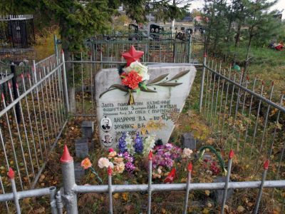 Памятное место, где захоронены местные жители, казненные фашистами за связь с партизанами в октябре 1941 г.