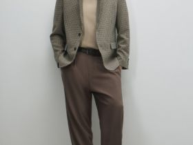 Однобортный пиджак из смесовой шерсти, Коричневый