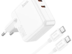 Сетевое зарядное устройство Hoco (C110A) Lucky 2xType-C PD 35W (белый)