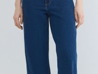 Укороченные широкие джинсы, Синий