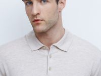 Вязаное поло с коротким рукавом, Бежевый