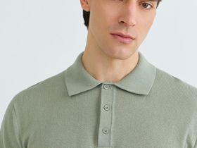 Поло из текстурной ткани, Зеленый