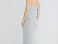 Платье макси на тонких бретелях, Серый