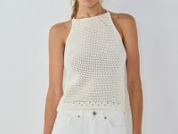 Вязаный топ кроше, Бежевый