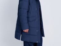 Однобортное пальто с капюшоном