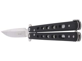 Складной нож Boker Plus Balisong 06EX002, Satin Finish 440C Steel, рукоять стеклотекстолит G-10, чёрный