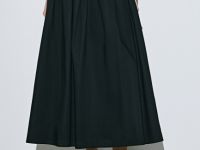 Юбка миди А-силуэта с эластичным поясом, Черный