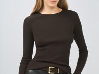 Приталенный джемпер с люрексом, Коричневый