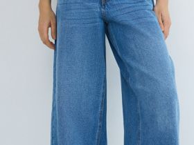 Широкие джинсы с высокой посадкой, Голубой