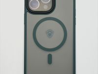 Чехол-накладка Dfansdesign Magsafe Case для Apple iPhone 14 Pro пластиковый прозрачно-черный (зеленая рамка)