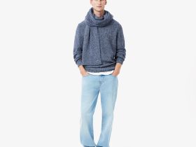 Мужской меланжевый свитер Lacoste с круглым воротом
