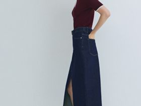 Джинсовая юбка миди, Синий
