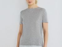 Полупрозрачная футболка в рубчик, Серый