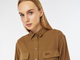 Платье Lacoste стандартного кроя с длинными рукавами и поясом