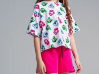 Комплект трикотажный для девочек: фуфайка (футболка), шорты