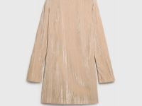 Платье мини из жатого бархата, Бежевый