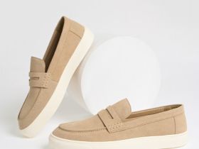Лоферы из искусственной замши, Бежевый
