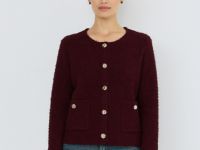 Укороченный кардиган из махровой пряжи, Фиолетовый