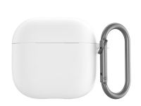 Чехол Protective Case для AirPods 4 силиконовый с карабином (белый)