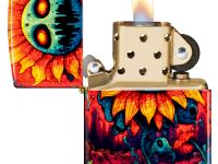 Зажигалка ZIPPO Spooky Sunflower с покрытием 540 Tumbled Brass, латунь/сталь, разноцветная, 38x13x57 мм